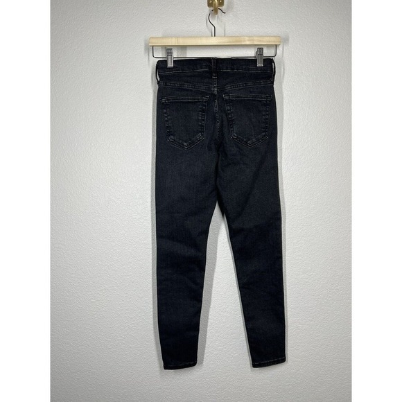 Topshop Jamie High Waisted Skinny Jean Size 25 Black Wash Distressed Knee - Picture 4 of 5